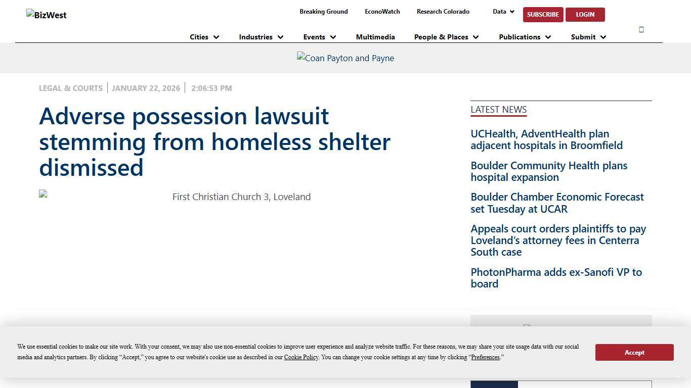 Adverse possession lawsuit stemming from homeless shelter dismissed – BizWest