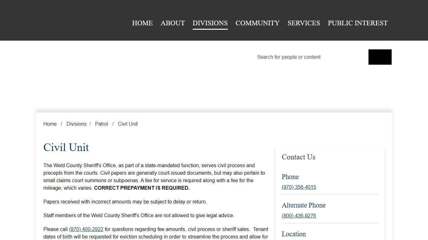 Civil Unit Weld Sheriff